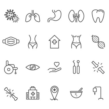 tıbbi faz ana hatları simgeler, vektör illüstrasyonu