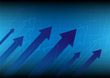 Başarı grafiği, büyüyen oklar, vektör çizimi