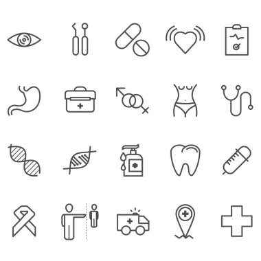 tıbbi faz ana hatları simgeler, vektör illüstrasyonu