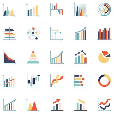 İş grafik simgeleri, vektör illüstrasyonu