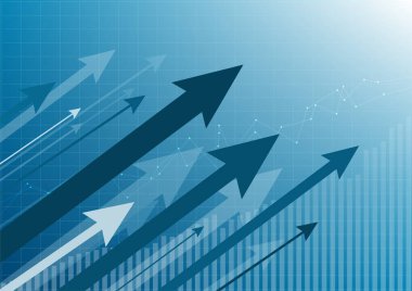 Teknoloji arka planı. Büyüyen oklar. hisse büyümesi