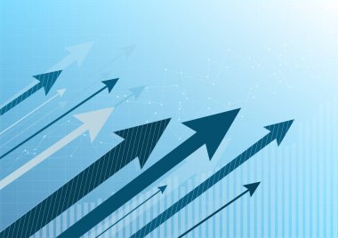 Teknoloji arka planı. Büyüyen oklar. hisse büyümesi