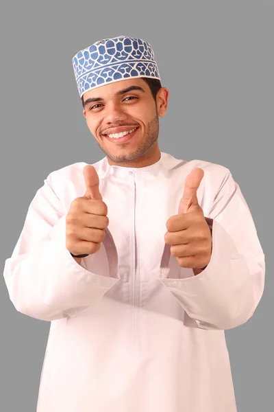 Omani Człowiek Robi Gest Ręki — Zdjęcie stockowe