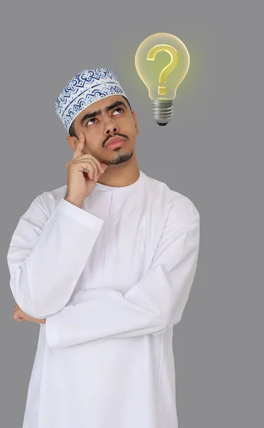 Omani Man Employee Making Thinking Gesture — Stock Photo, Image