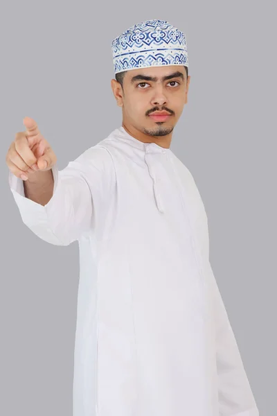 Omani Man Employee Making Hand Gesture — Stock Photo, Image