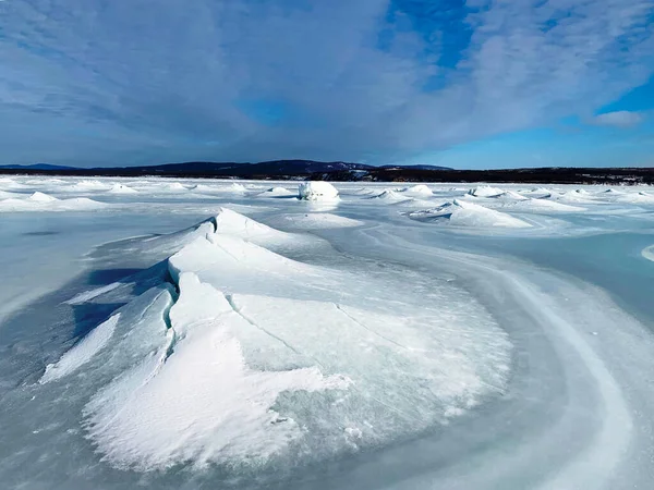 Dark Mystic Ice Cracks Sea — Stock Photo, Image