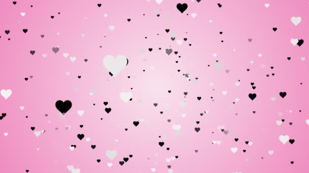 Zwarte Witte Harten Valentijnsdag Animatie Achtergrond — Stockvideo