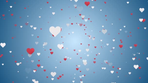 Corazones Rojos Blancos Día San Valentín Animación Fondo — Vídeo de stock