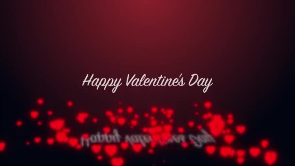 Feliz Día San Valentín Con Animación Corazones Rojos Sobre Fondo — Vídeo de stock