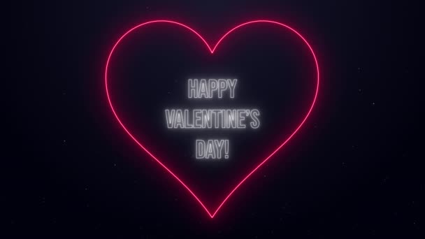 Happy Valentines Day Text Neon Shape Heart — ストック動画