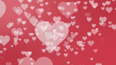 Sevgililer Günü Beyaz Kalpler Kırmızı Arkaplan.