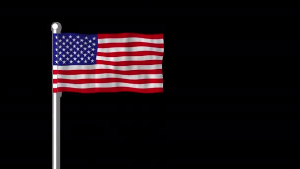 透明な背景を持つポール上のアニメーションアメリカ国旗 — ストック動画