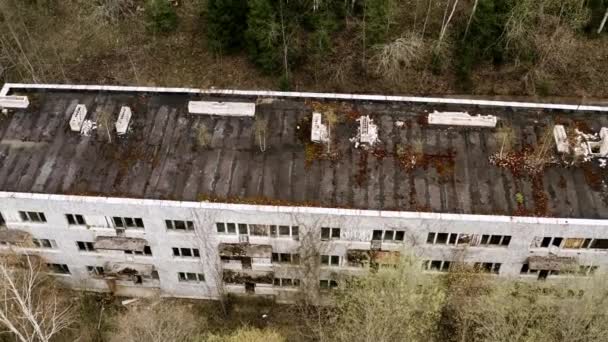 Luchtfoto Van Verlaten Sovjet Appartementen Huis — Stockvideo