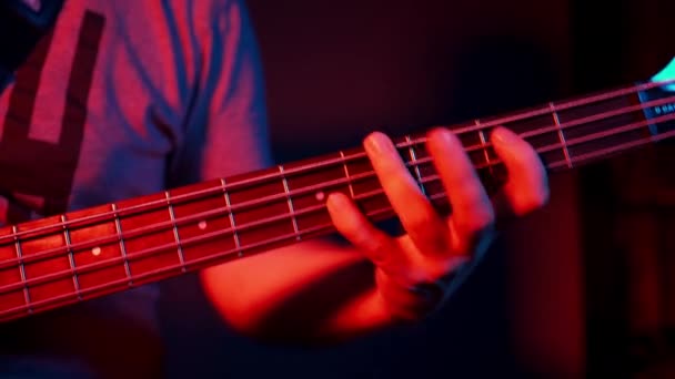 Bass Guitarist Plays Electric Bass Guitar — 비디오