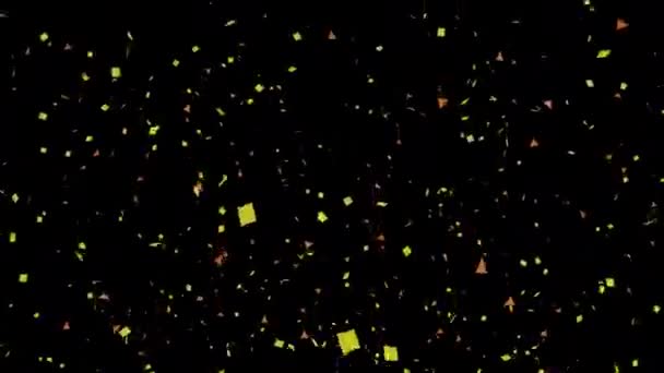 Yellow Orange Confetti Explosion Alpha Channel — Vídeos de Stock
