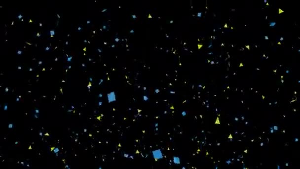Blue Yellow Confetti Explosion Alpha Channel — Stockvideo