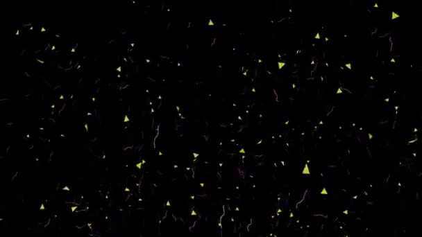 Explosões Confetti Rosa Azul Amarelo Com Canal Alfa — Vídeo de Stock