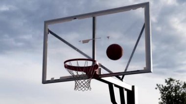 Basketbol Hoop 'a Düşüyor, Yavaş Hareket