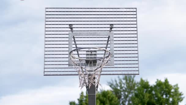Ball Misses Basketball Hoop Slow Motion — Vídeos de Stock