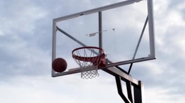 Ball Goes Into Basketball Hoop, Slow Motion