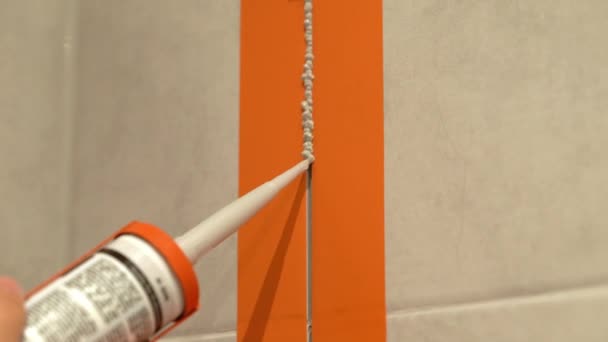 Applying Silicone Sealant Tiles — Wideo stockowe