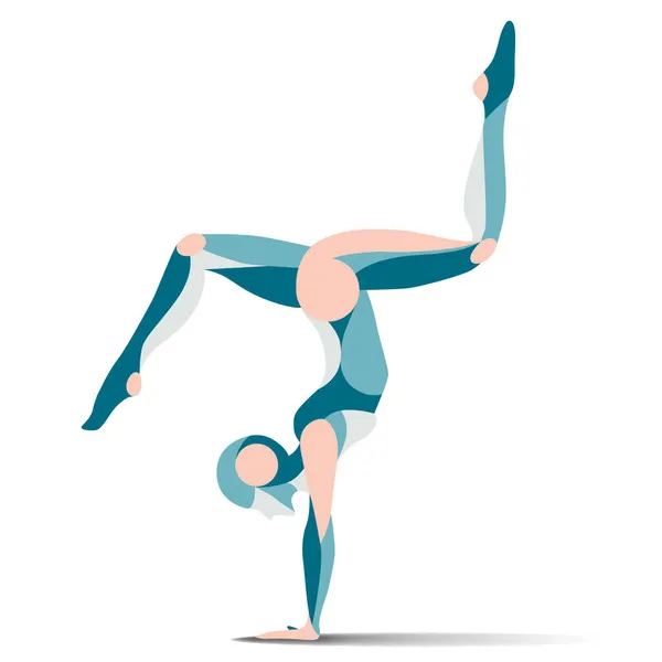 Kıvırcık Jimnastik Yoga Akrobatik Yumuşak Şekilli Vektör Silüeti Esnek Atletik — Stok Vektör