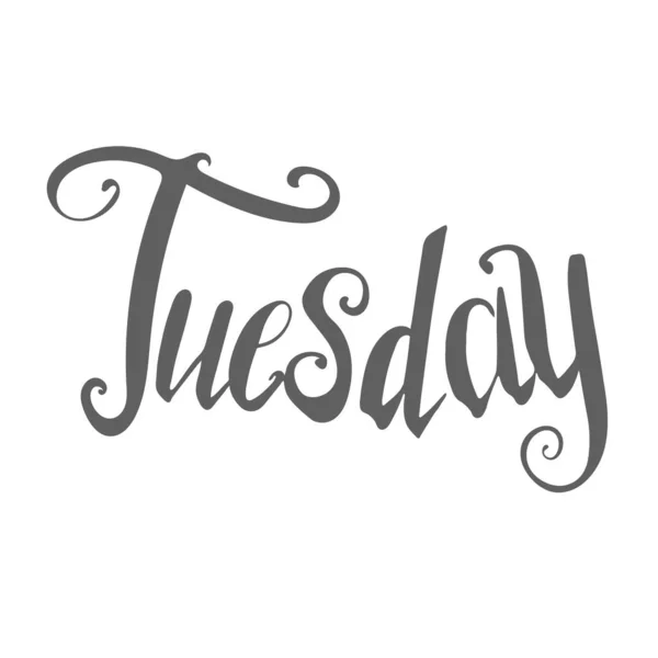 Tuesday Words Hand Drawing Ink Lettering Modern Brush Calligraphy — Stockový vektor