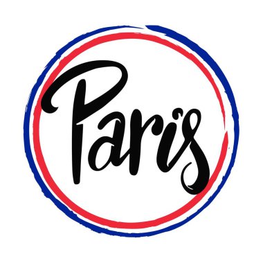 Paris lettering logo inside the circle color France flag