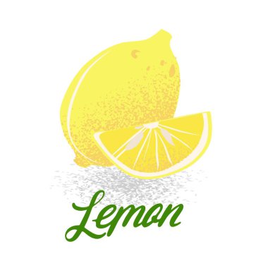 Limon, organik sebze, vejetaryenlik, bahçe vektör illüstrasyonunda vitaminler, vektör parçacıkları.