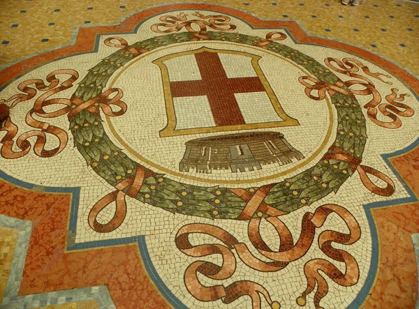 Ιταλία Μιλάνο Galleria Vittorio Emanuele Στοιχείο Ψηφιδωτού Δαπέδου — Φωτογραφία Αρχείου