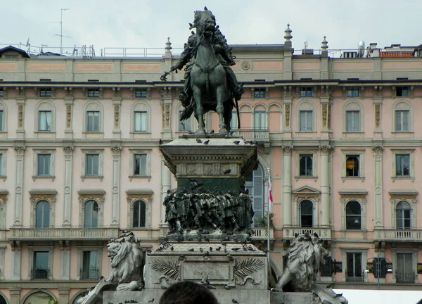 Italien Mailand Domplatz Piazza Del Duomo Statue Vittorio Emanuele — Stockfoto