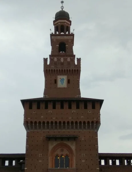 Italia Milano Castello Sforzesco Torre Principale Del Castello — Foto Stock