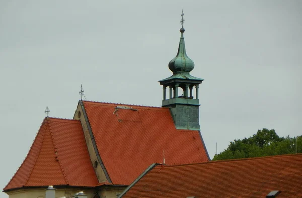 Bratislava Slovakia Temple Nicholas Bell Tower Spire Church — Zdjęcie stockowe