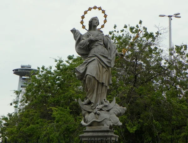 Братислава Словаччина Колона Святої Трійці Статуя Діви Марії — стокове фото