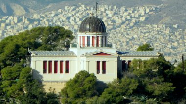 Yunanistan, Atina ve Akropolis 'ten Atina Ulusal Gözlemevi manzarası