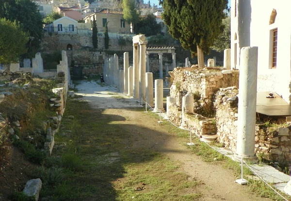 Athén Görögország Ókori Utca Újjáépítése — Stock Fotó
