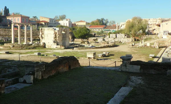 Görögország Athén Hadrianus Könyvtára Egy Ősi Könyvtár Romjai — Stock Fotó