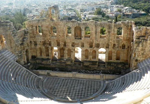 Griekenland Athene Akropolis Uitzicht Het Theater Van Dionysus Vanaf Akropolis — Stockfoto
