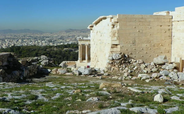 Grecia Atene Acropoli Tempio Eretteo Con Vista Sulla Città — Foto Stock