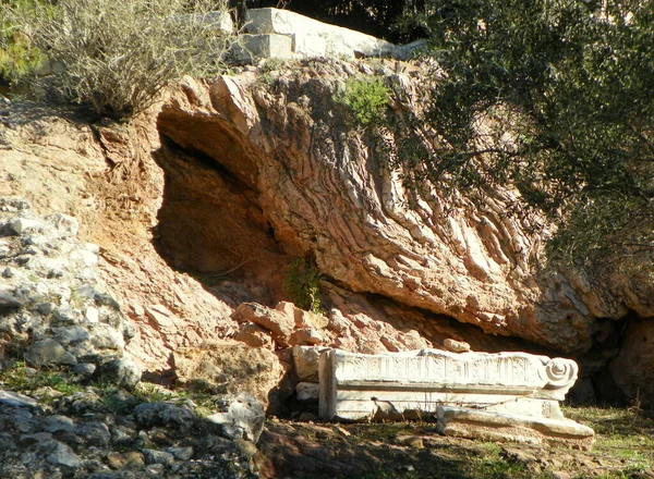 Grecia Atene Acropoli Grotta Colonna — Foto Stock