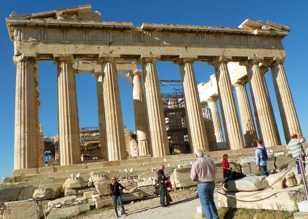 Griechenland Athen Akropolis Parthenon Gesamtansicht Des Tempels — Stockfoto