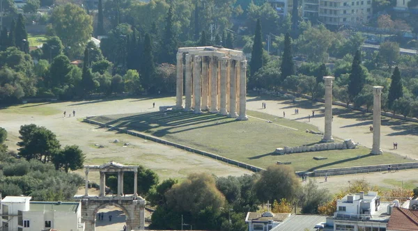 Grecia Atene Veduta Del Tempio Zeus Olimpico Dall Acropoli — Foto Stock