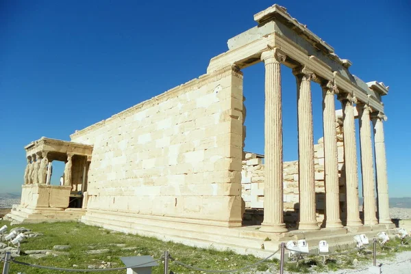 Yunanistan Atina Akropolis Erechteion Tapınağı Tapınağın Genel Görünümü — Stok fotoğraf