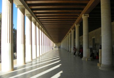 Yunanistan, Atina, antik Agora, Attalos Stoa sütunları