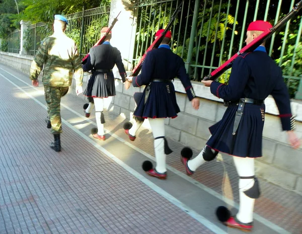 Greece Athens Vasilissis Sofias Ave Honor Guard City Streets — Stok Foto