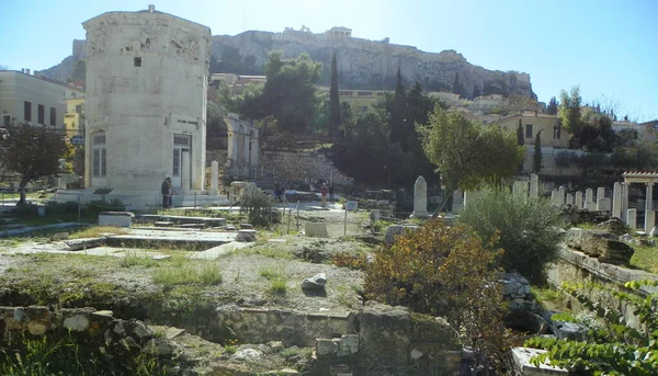 Grecia Atene Veduta Della Torre Dei Venti Dell Acropoli — Foto Stock