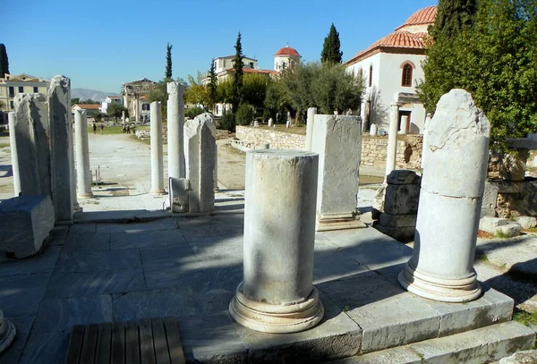 Görögország Athén Római Kor Maradványai Oszlopai — Stock Fotó