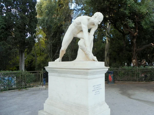 Grèce Athènes Stade Panathénaïque Statue Grecque Classique Près Stade — Photo