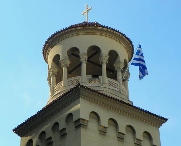 Grécia Atenas Torre Sineira Igreja Ortodoxa Grega Panteleimon — Fotografia de Stock
