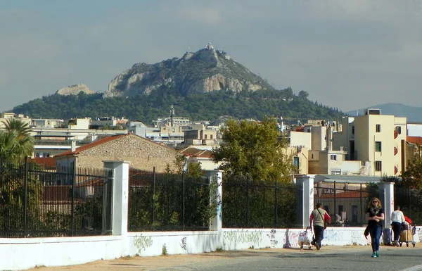 Grekland Aten Panagi Tsaldari Pireos Avenue Över Lycabettus Hill — Stockfoto